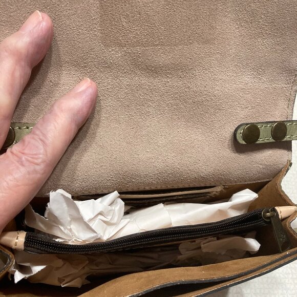 NWT Patricia Nash Small Latice Leather Olive Brown Oil Rubbed Crossbody - Picture 11 of 14